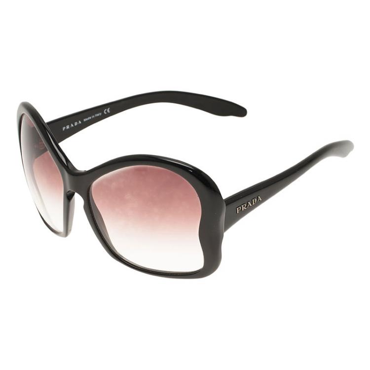 Pre Owned Prada Black SPR 18L Butterfly Frame Sunglasses