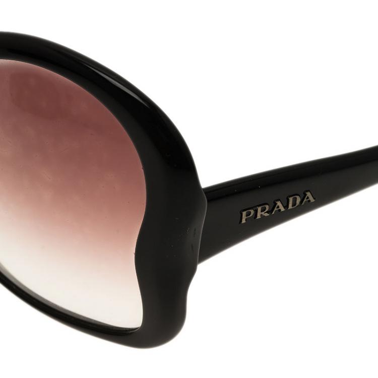 Pre Owned Prada Black SPR 18L Butterfly Frame Sunglasses