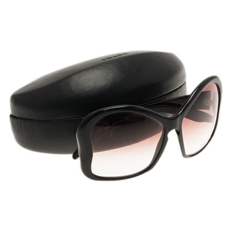 Pre Owned Prada Black SPR 18L Butterfly Frame Sunglasses