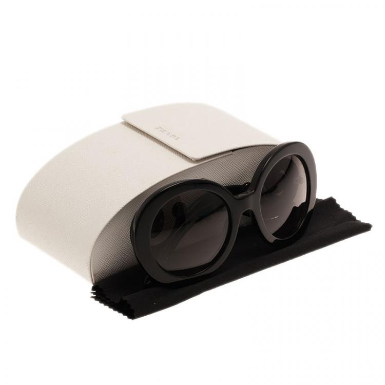 Pre Owned Prada Black Round Baroque Sunglasses