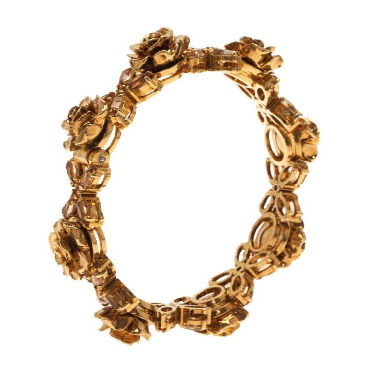 Pre Owned Prada Rose Gold Tone Crystal Resin Bracelet