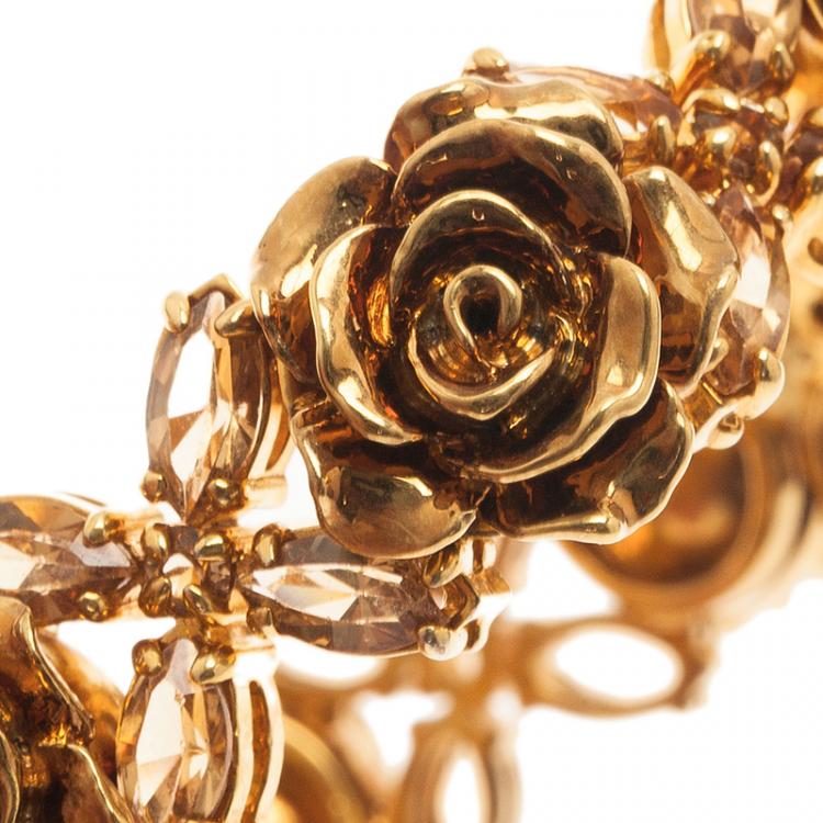Pre Owned Prada Rose Gold Tone Crystal Resin Bracelet