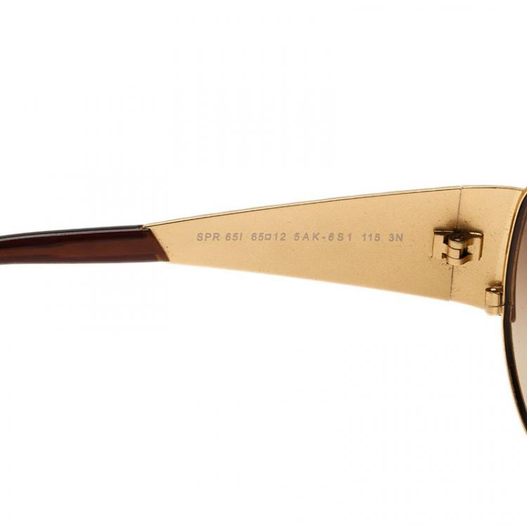 Pre Owned Prada Gold SPR 65I Sunglasses
