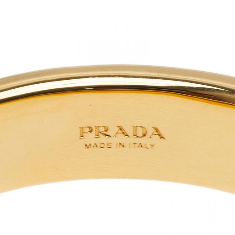 Pre Owned Prada Purple Leather Gold Tone Bangle Bracelet