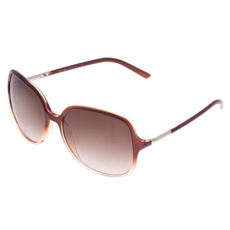 Pre Owned Prada Brown SPR 18M Oversized Square Sunglasses
