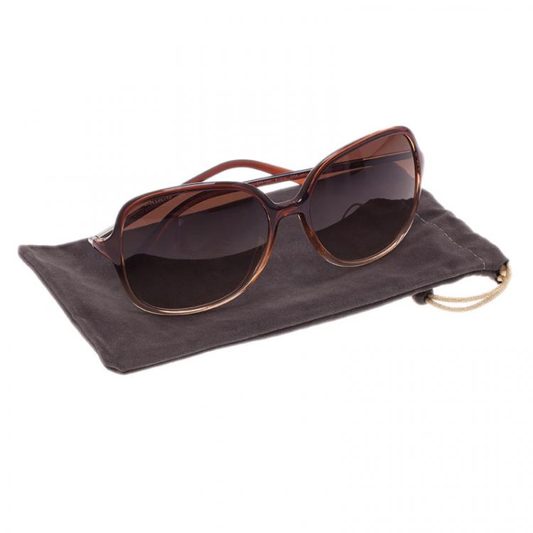 Pre Owned Prada Brown SPR 18M Oversized Square Sunglasses