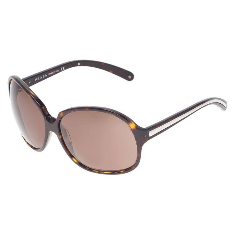 Pre Owned Prada Tortoise Frame SPR21 Oversized Sunglasses 