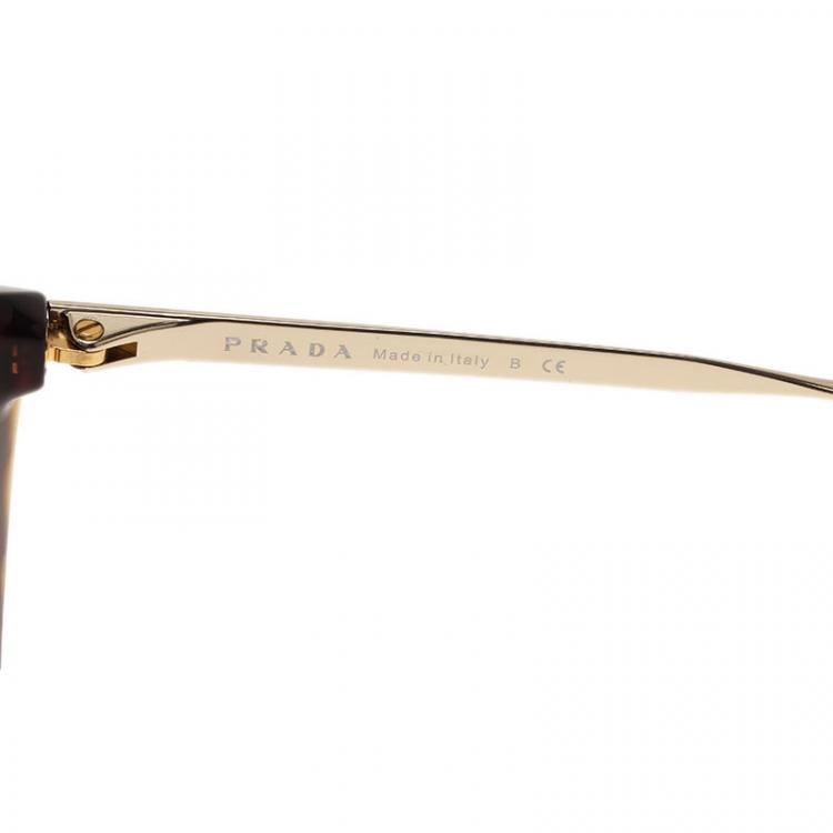 Pre Owned Prada Tortoise Frame Round Sunglasses 