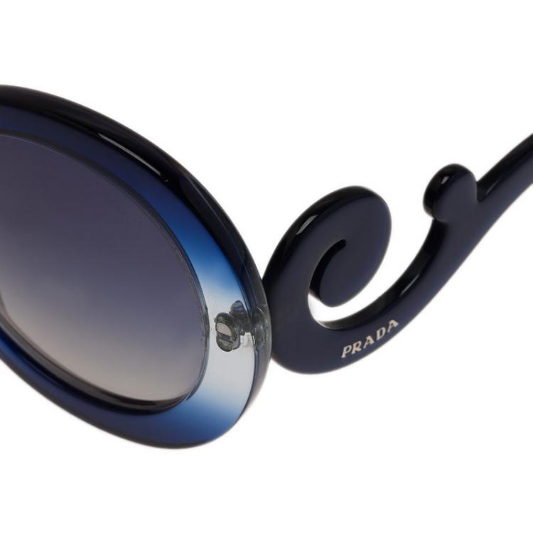 Pre Owned Prada Blue Shaded Baroque Round Sunglasses
