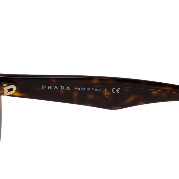 Pre Owned Prada Two Tone Tortoise Oversized Cat Eye Sunglasses 