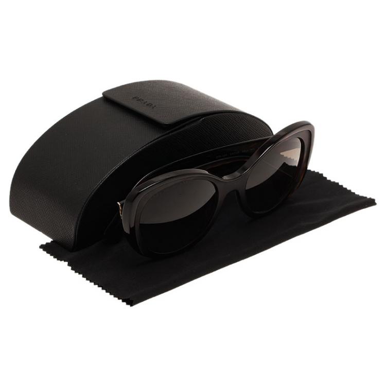 Pre Owned Prada Two Tone Tortoise Oversized Cat Eye Sunglasses 