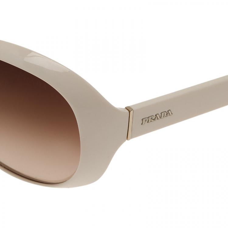 Pre Owned Prada White SPR 12O Oversized Round Sunglasses 