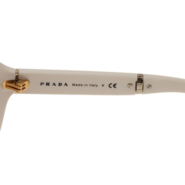 Pre Owned Prada White SPR 12O Oversized Round Sunglasses 