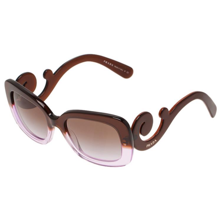 Pre Owned Prada Purple Baroque Rectangle Sunglasses