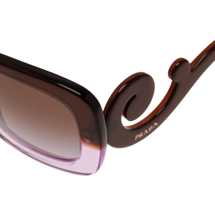 Pre Owned Prada Purple Baroque Rectangle Sunglasses