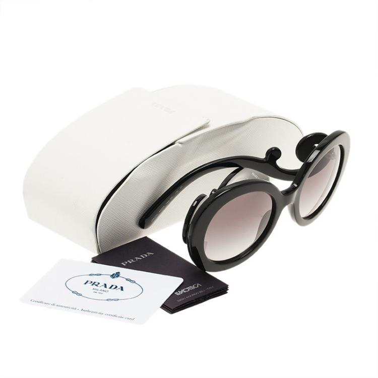 Pre Owned Prada Black Round Baroque Sunglasses