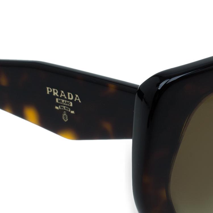 Pre Owned Prada Tortoise SPR16R Geometric Sunglasses