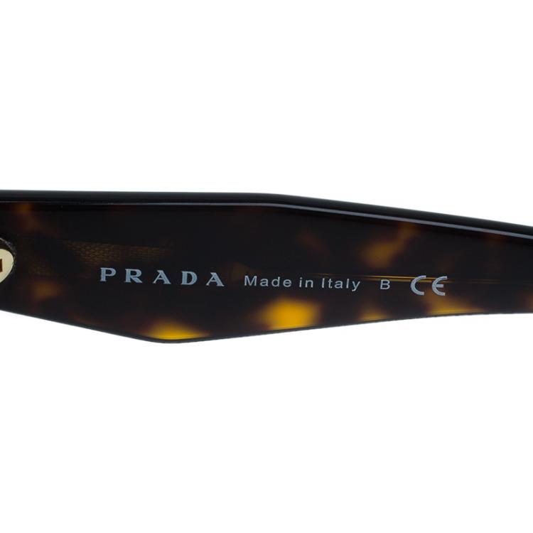 Pre Owned Prada Tortoise SPR16R Geometric Sunglasses