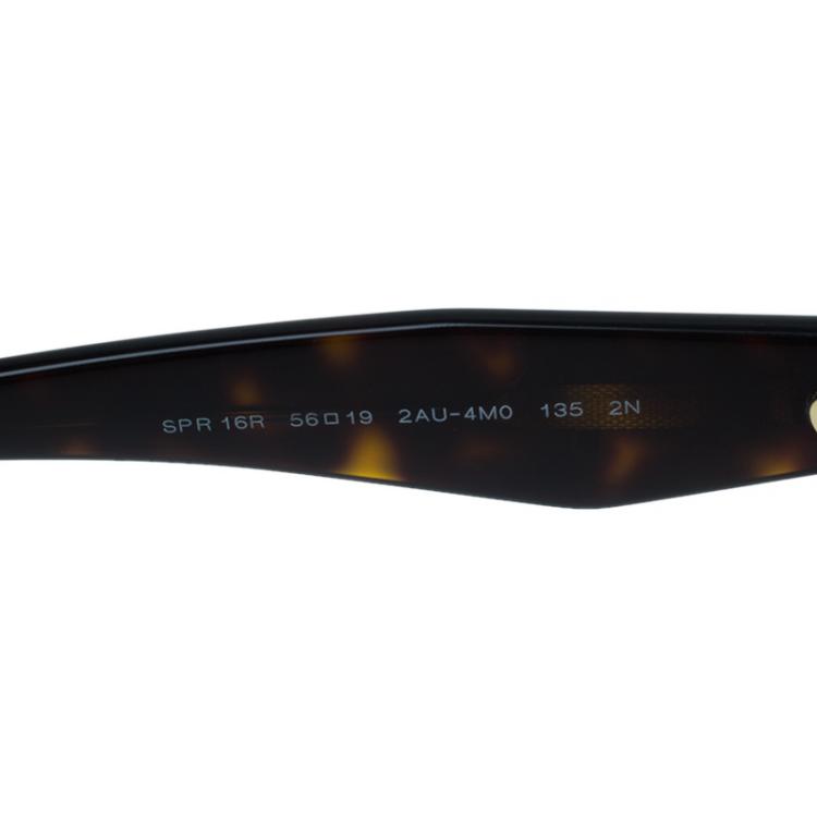 Pre Owned Prada Tortoise SPR16R Geometric Sunglasses