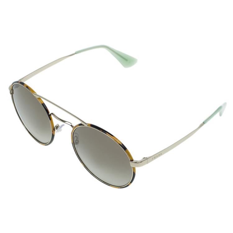Pre Owned Prada Two Tone SPR51S Round Aviator Sunglasses