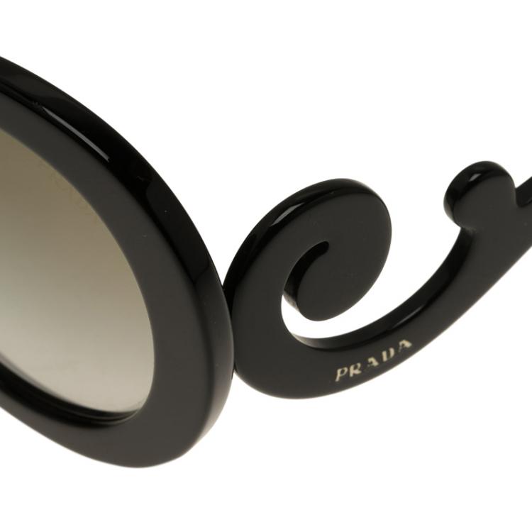 Pre Owned Prada Black Baroque Round Sunglasses