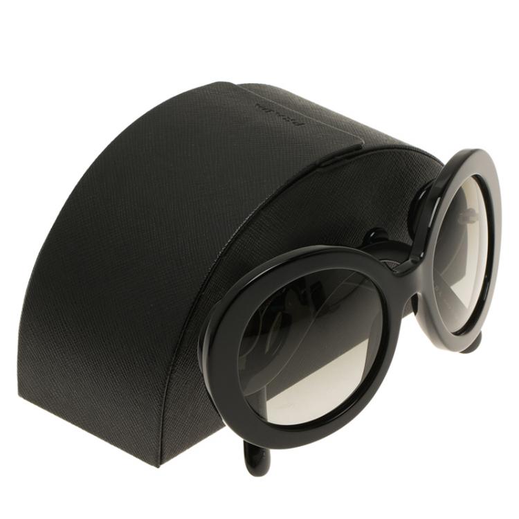 Pre Owned Prada Black Baroque Round Sunglasses