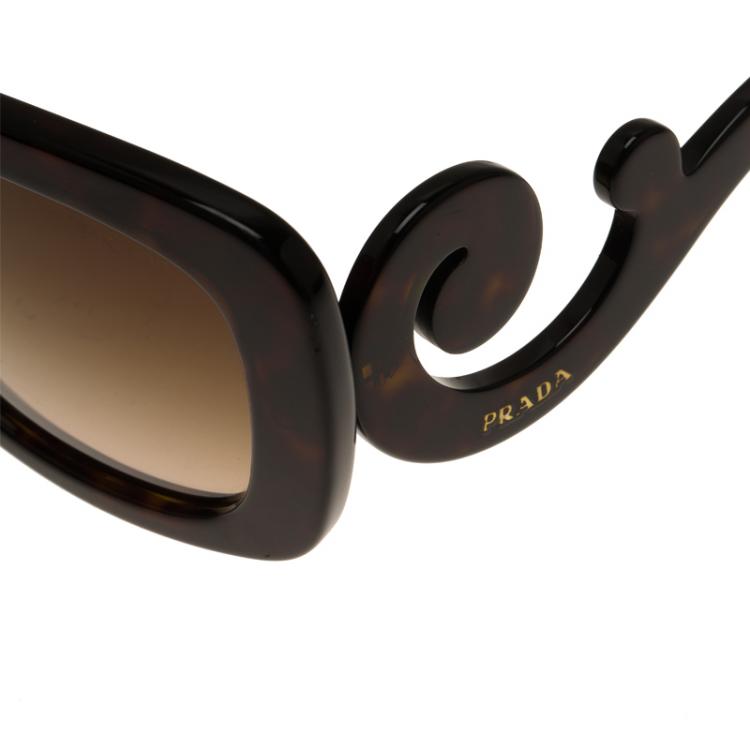 Pre Owned Prada Brown Baroque Rectangle Sunglasses