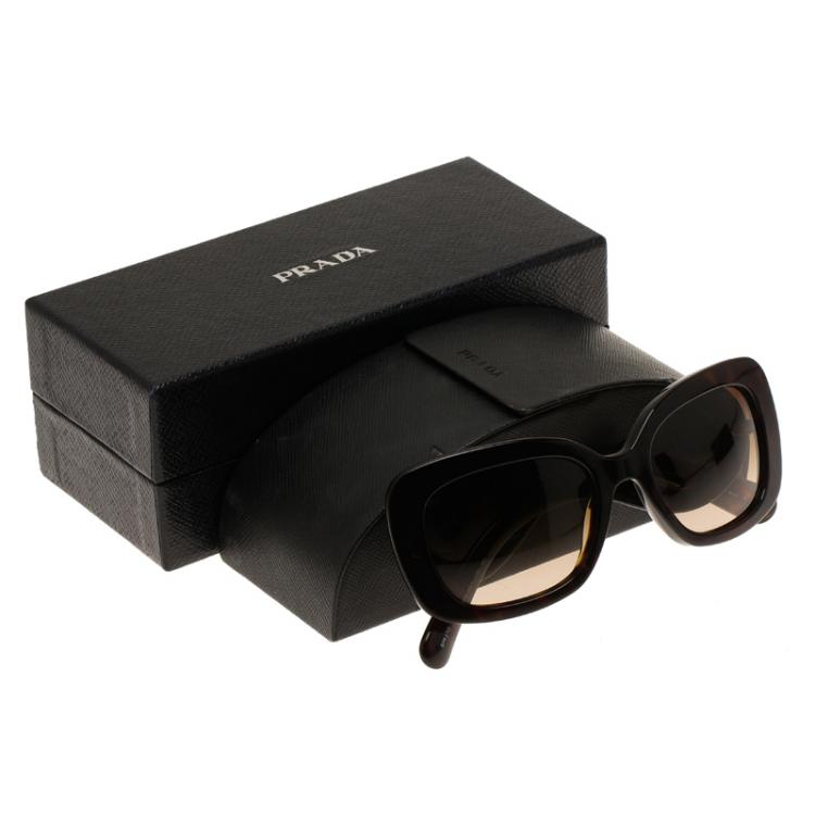 Pre Owned Prada Brown Baroque Rectangle Sunglasses