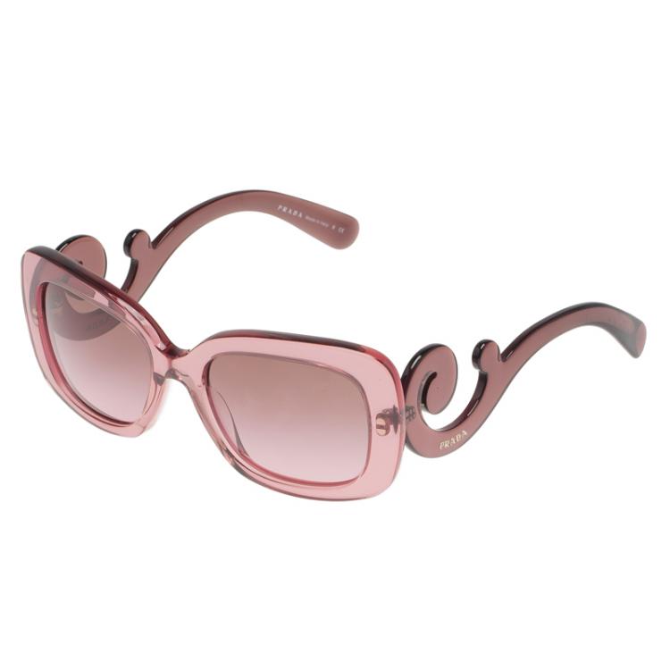 Pre Owned Prada Purple Baroque Rectangle Sunglasses