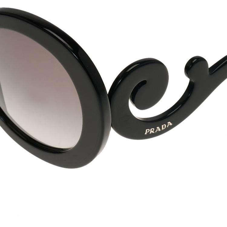 Pre Owned Prada Black Baroque Round Sunglasses