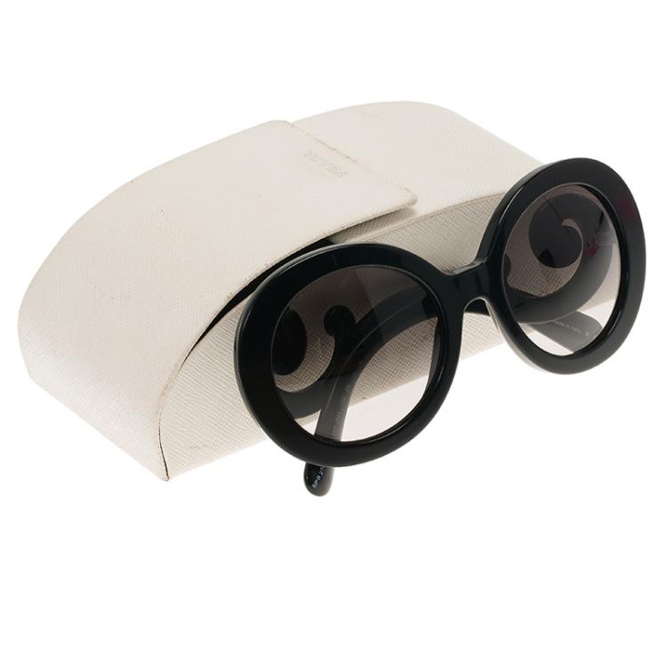 Pre Owned Prada Black Baroque Round Sunglasses