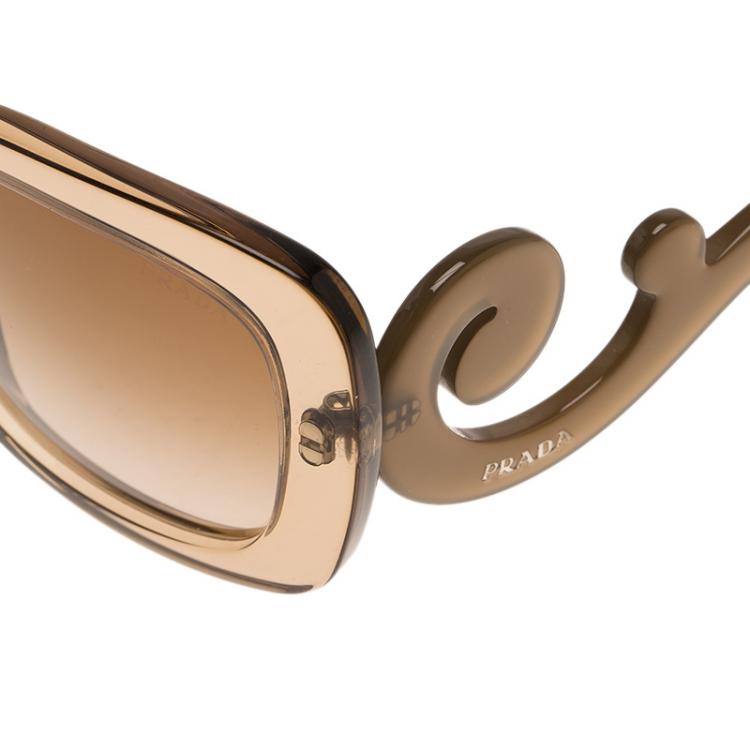 Pre Owned Prada Translucent Brown Baroque Rectangle Sunglasses