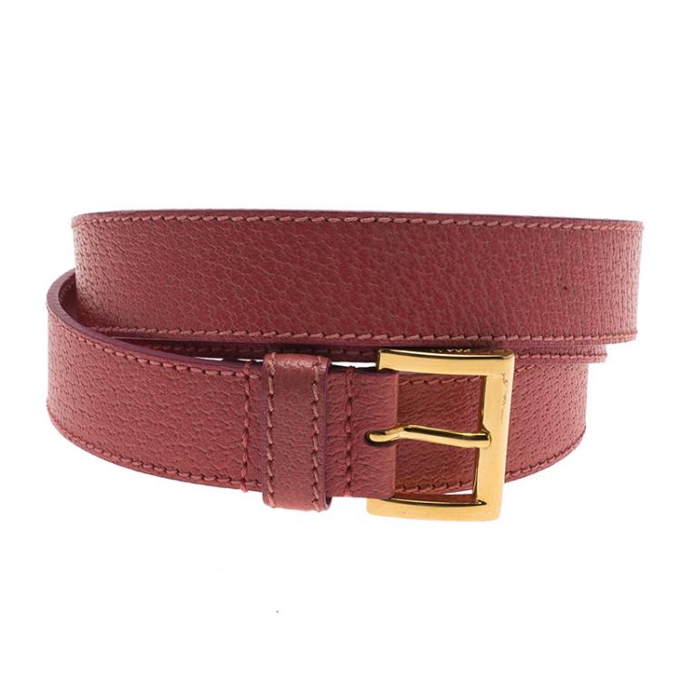 Pre Owned Prada Pink Leather Belt 90 CM