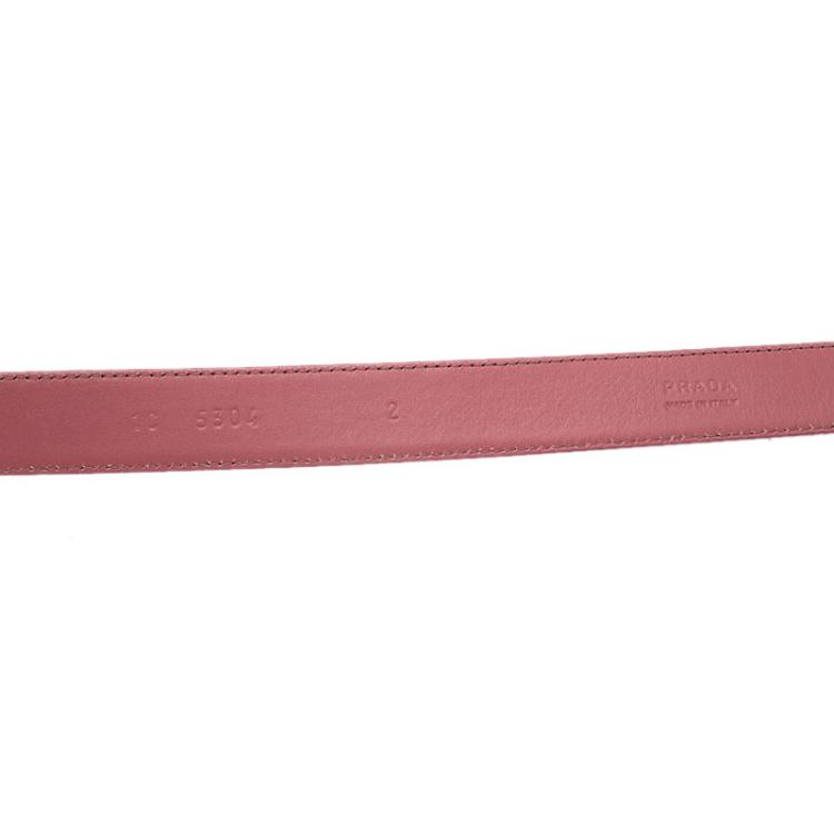 Pre Owned Prada Pink Leather Belt 90 CM