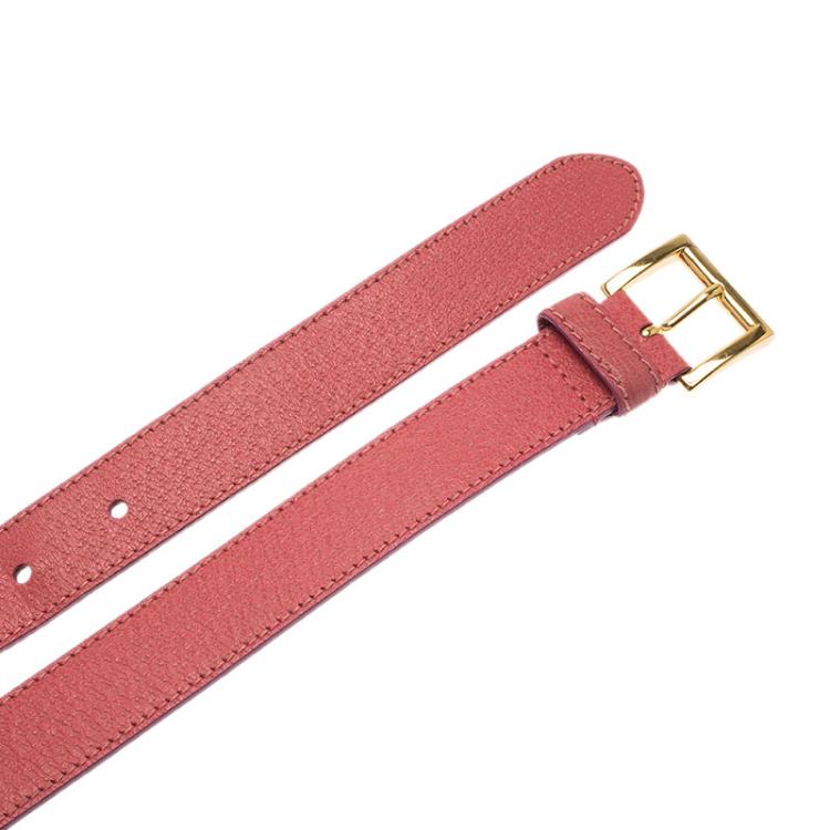 Pre Owned Prada Pink Leather Belt 90 CM