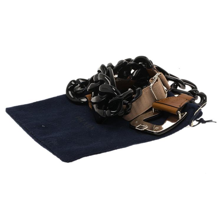 مملوكة مسبقًا Prada Black Plastic Chain Belt 90 CM