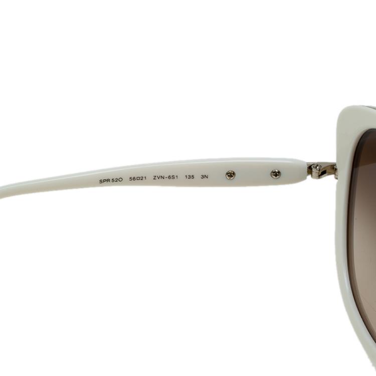 Pre Owned Prada Off White SPR 520 Cat Eye Sunglasses