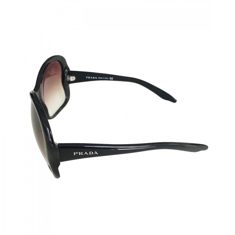 Pre Owned Prada Black SPR 18L Butterfly Frame Sunglasses