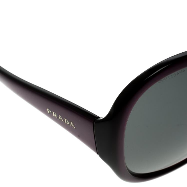 Pre Owned Prada Black/Purple SPR20L Oversized Round Sunglasses