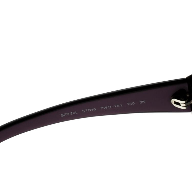Pre Owned Prada Black/Purple SPR20L Oversized Round Sunglasses