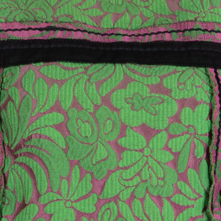 Pre Owned Prada Multicolor Floral Jacquard Contrast Trim Sleeveless Top M