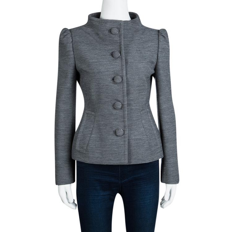 Pre Owned Prada Grey Wool Button Front Jacket S