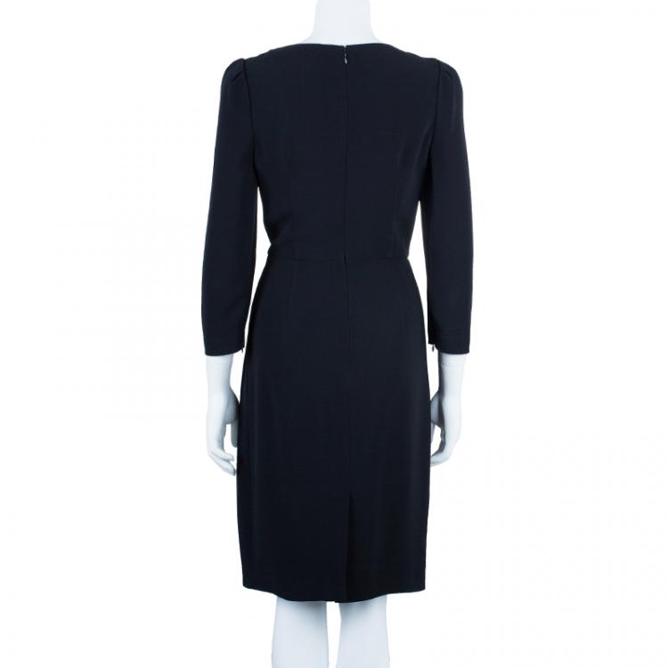 Pre Owned Prada Long Sleeve Drape Front Dress M