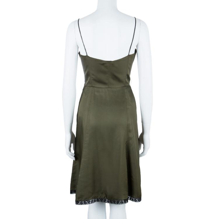 مملوكة مسبقًا Prada Olive Green Sleeveless Dress M