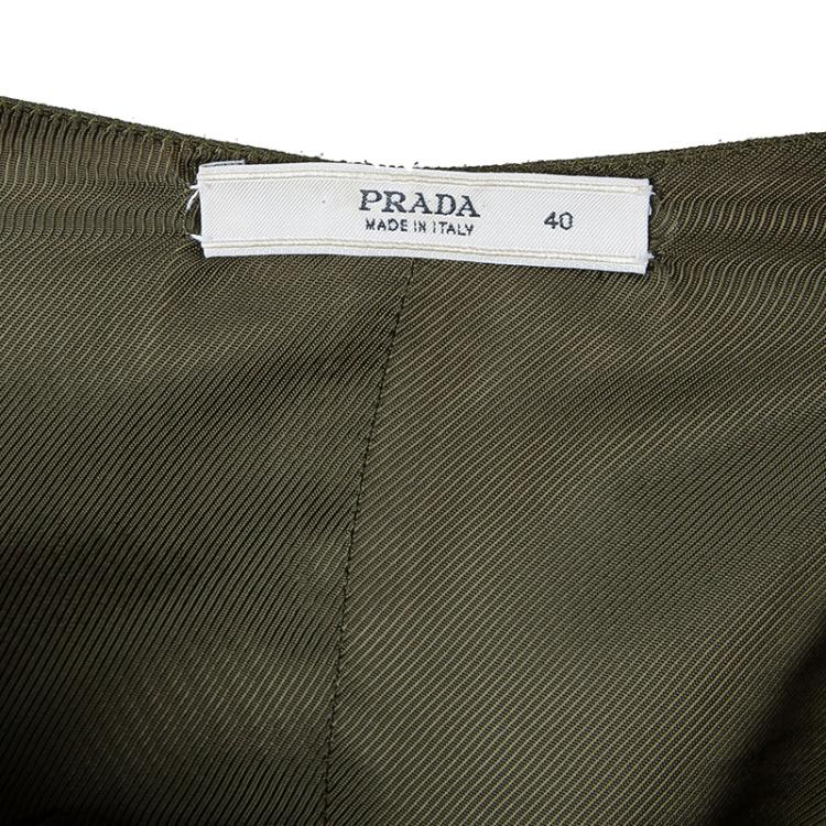 مملوكة مسبقًا Prada Olive Green Sleeveless Dress M