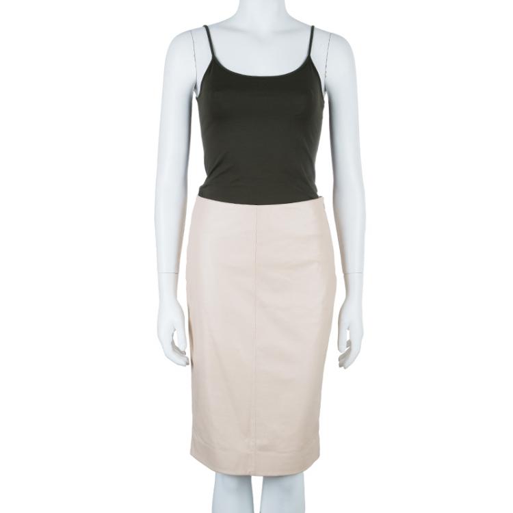 Pre Owned Prada Nude Leather Skirt S