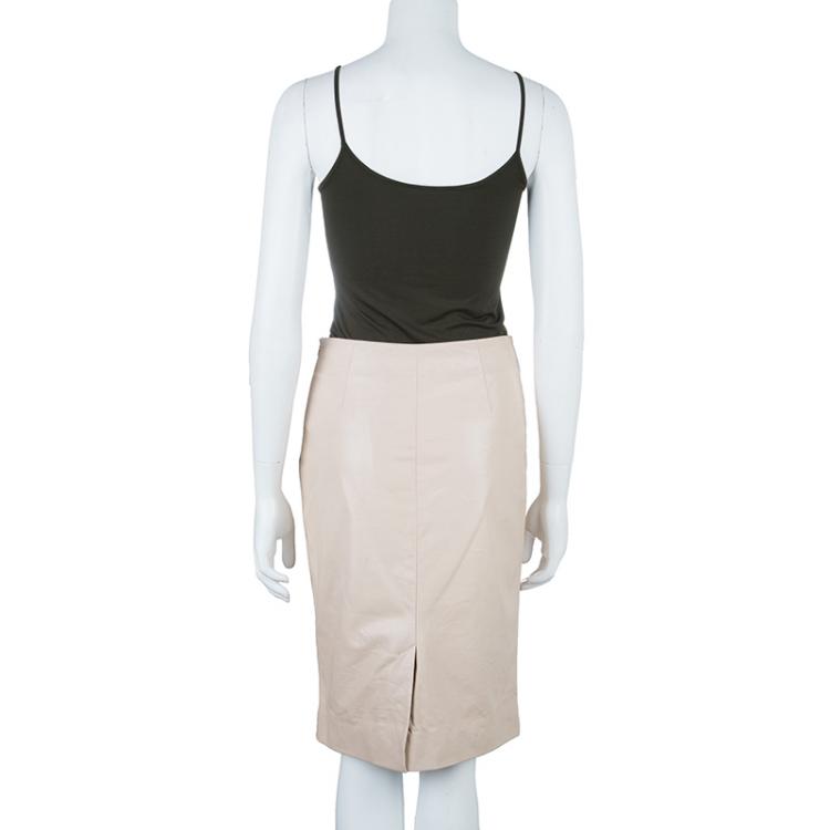 Pre Owned Prada Nude Leather Skirt S