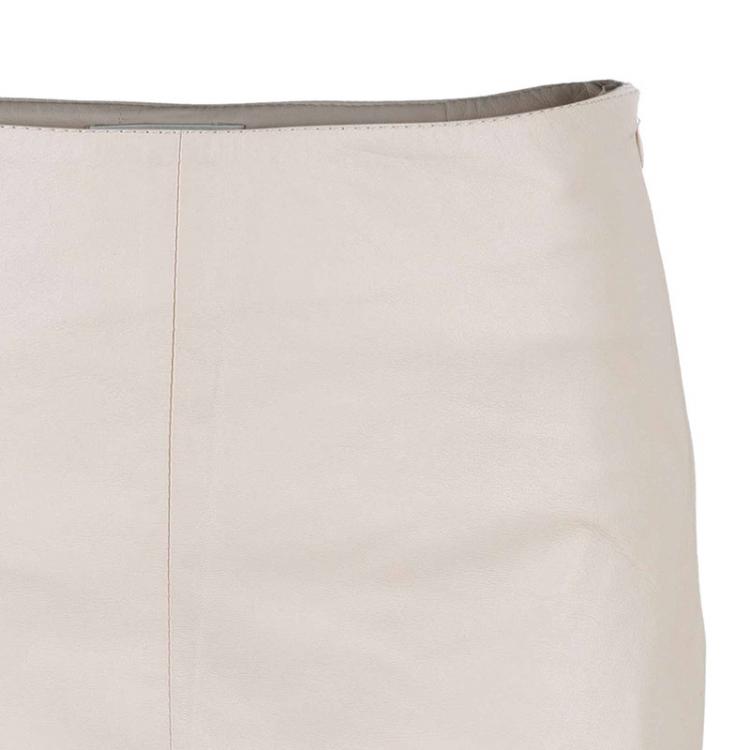 Pre Owned Prada Nude Leather Skirt S
