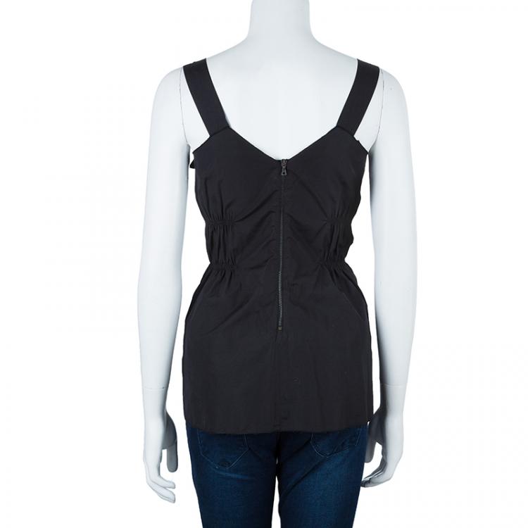 مملوكة مسبقًا Prada Black Sleeveless Bow Top S