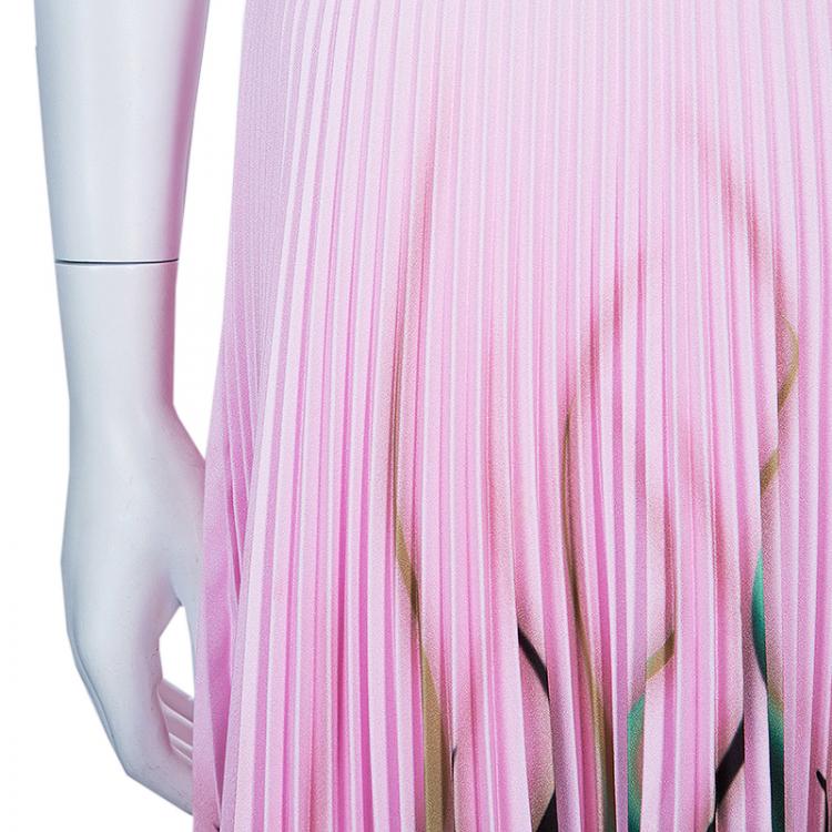 Pre Owned Prada Pink Print Pleat Skirt S